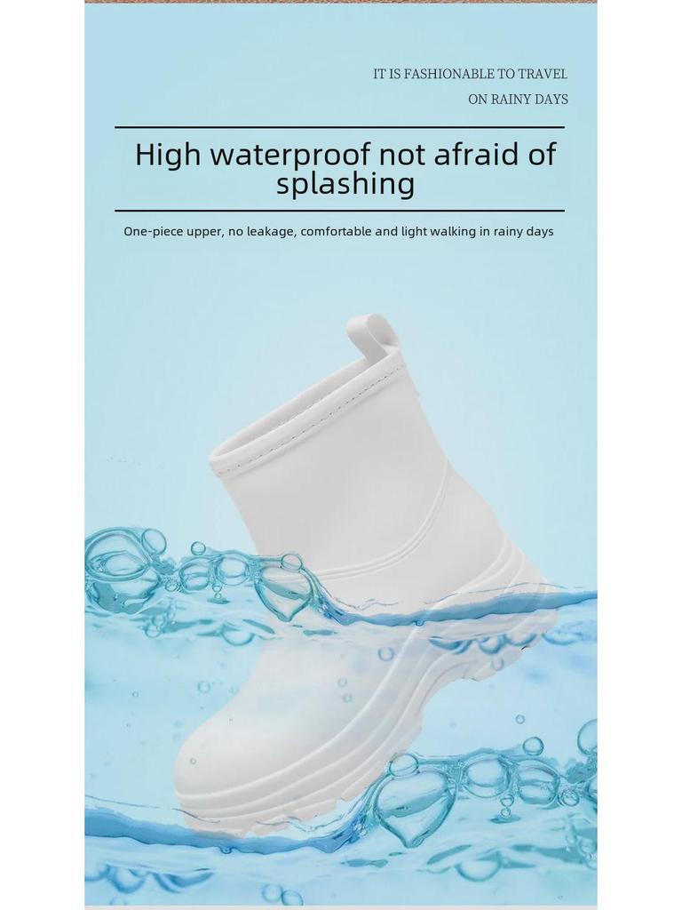 Korean Women's Waterproof, Non-Slip Rain Boots with Warm Cotton Lining & Thick Soles for Outdoor Camping