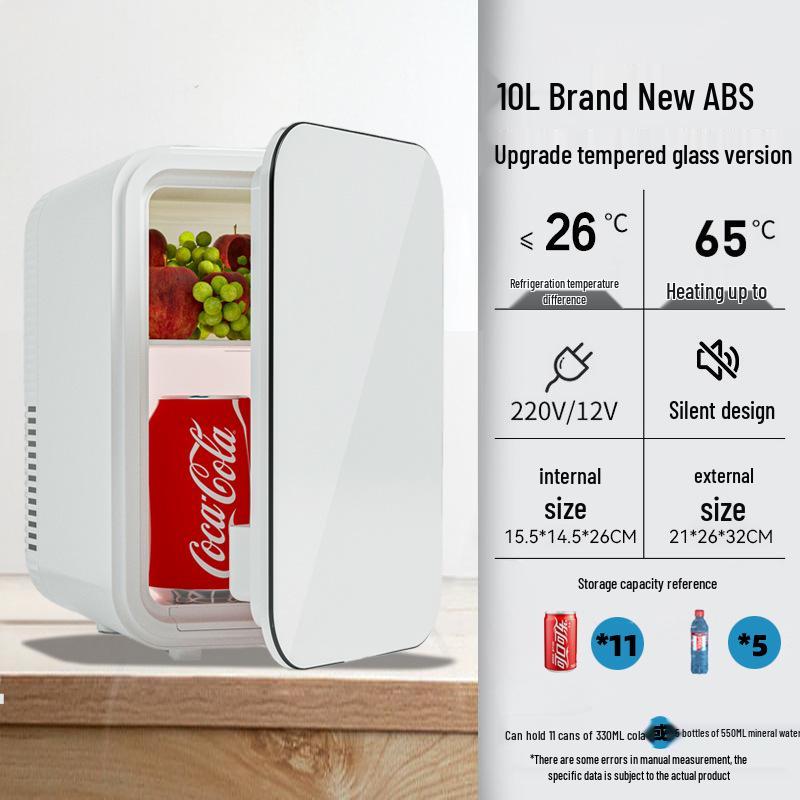 Compact Mini Fridge for Car/Home Use - Single Door, Dual-Purpose for Household & Cosmetic Storage