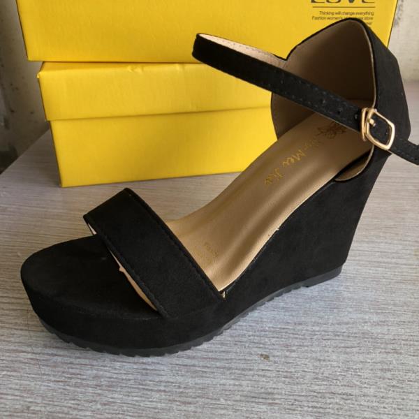 Fashion Beige Heeled Sandals Comfort Shoes for Women Open Toe Buckle Strap Clogs Wedge Large Size Black Peep Velvet Low Fashion Platform