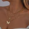 Women European Exaggerated Long Choker Oil Dripping Heart Butterfly Snake Element Jewelry Punk Hip Hop Layered Necklace