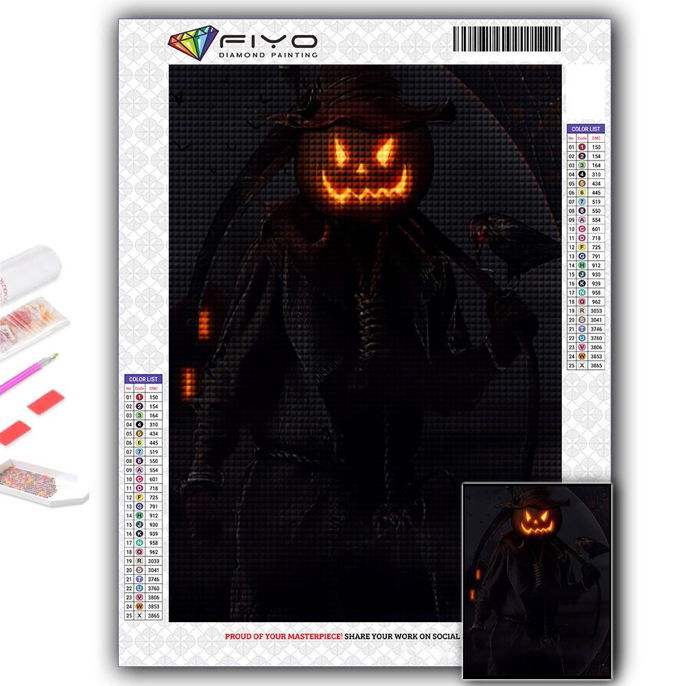 5D Алмазная картина Хэллоуин Страшная голова тыквы Человек DIY Алмазная вышивка Горный хрусталь Украшение дома