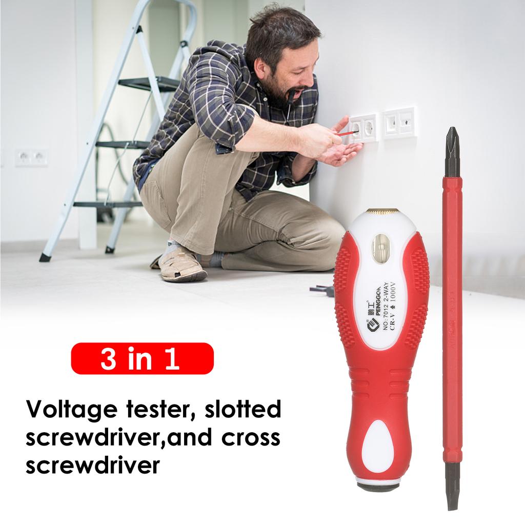 Изолированная отвертка, тестер напряжения 1000 В, реверсивная магнитная шлицевая и крестовая отвертка 2-в-1