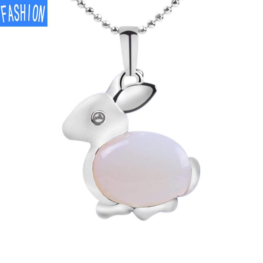 Ожерелье с подвеской из натурального камня серии Lovely Animal из натурального хрусталя и кролика