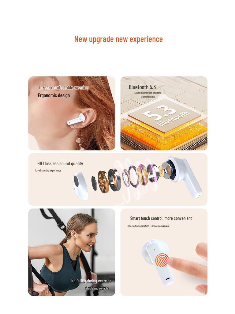Портативная полувнутриканальная Bluetooth-гарнитура с шумоподавлением и стерео HD-звонками для спорта