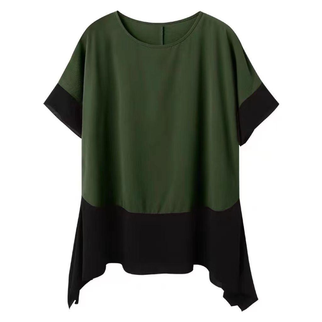 Футболка Fat Sister Plus Size, летняя женская, с короткими рукавами, свободная, модная, с тонкой строчкой и прикрывающей живот, из шифона