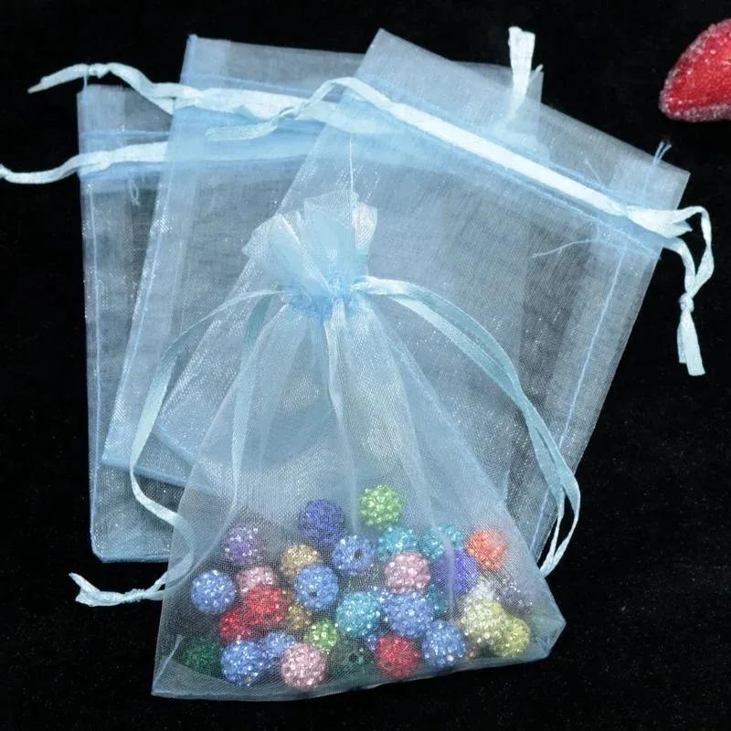 100-500PCS Organza Gift Bag for Jewelry White Drawstring Pouches for Wedding Christmas Candy Gift Bags Jewelry Packing Bags