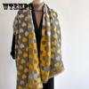 Double Sided Love Grid Scarf Imitation Cashmere Soft Warm Fringe Shawl Autumn Winter Coldproof Windproof Blanket Scarf