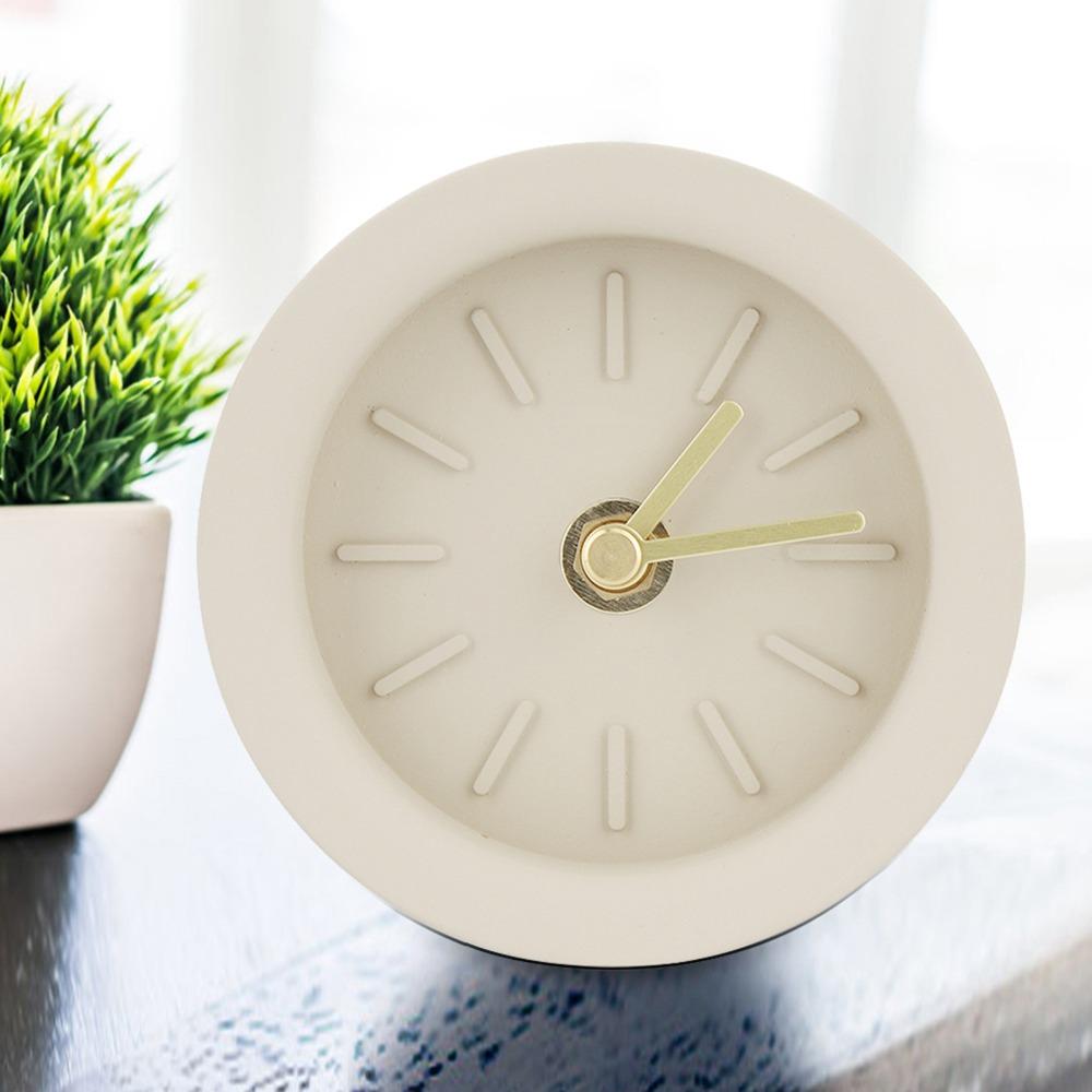 3.94 in Concrete Desk Clock Concrete Nordic Style Clock Brass Pointer Table Clock Study Room