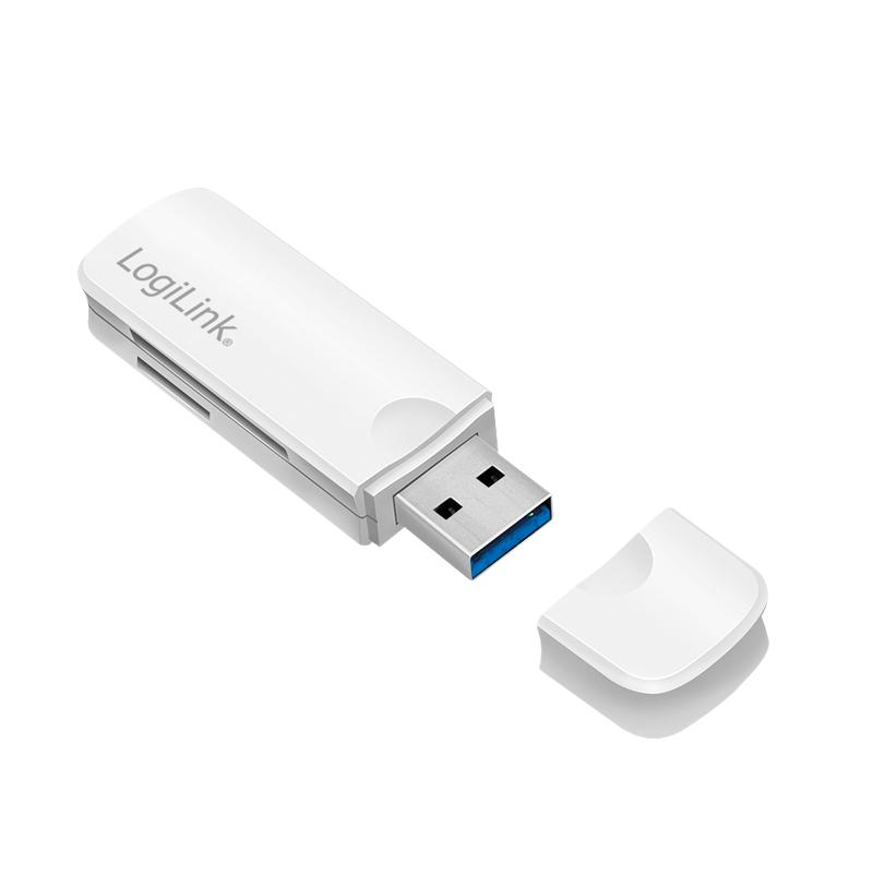 Compact USB 3.0 Card Reader for SD/microSD - White Logilink