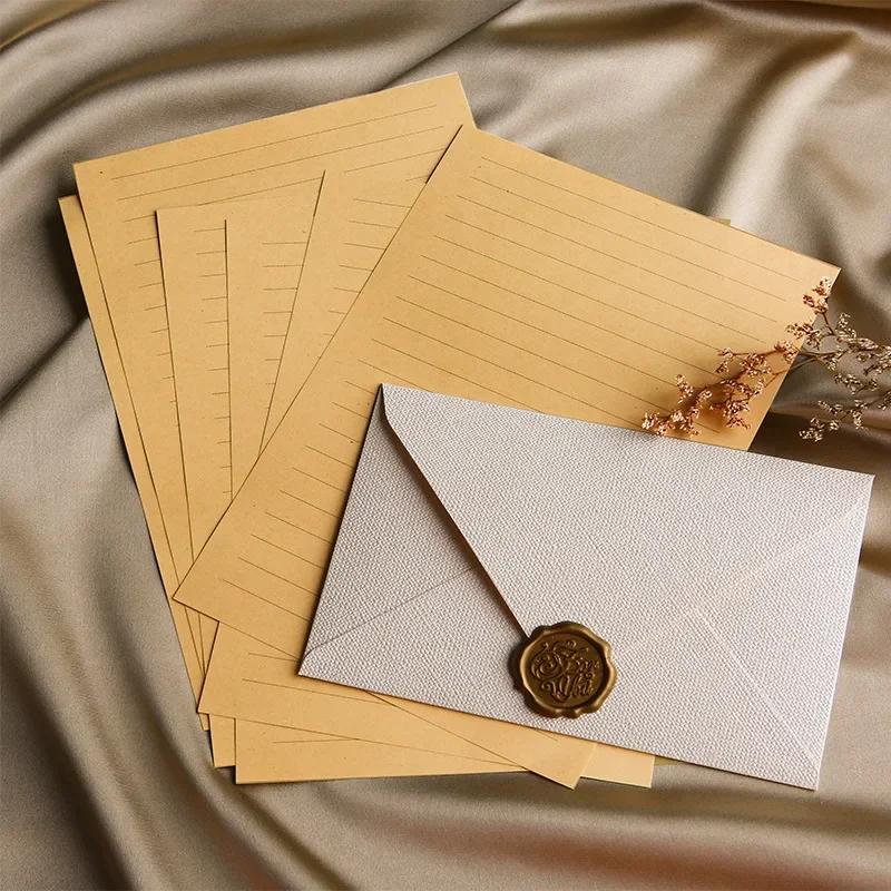 Hemp Envelope Letter Set Vintage Style Love Letter Chinese Style Cowhide Special Paper Invitation Postcard Lacquer Envelope 1PCS
