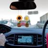 Car Accessories Sunflower Pendant Handmade Sunflower Car Rear View Ornament Cute Potted Plant Pendant Not Block The Sight Wool