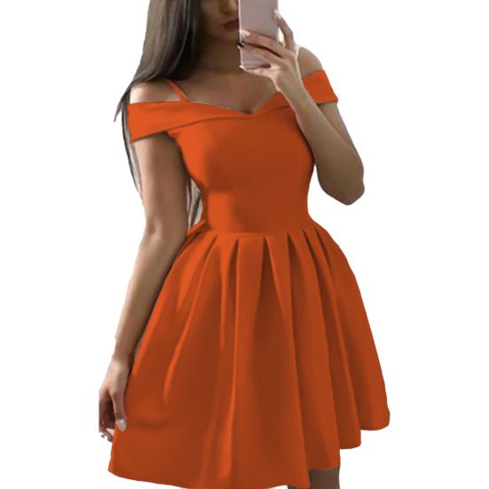 Женские юбки больших размеров, женское платье, однотонное плиссированное мини-вечернее платье с открытыми плечами на весну