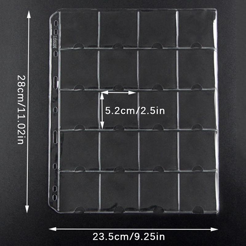 Страница держателя монет лист прозрачная организация 1 лист для монет 50 мм для коллекции монет ПВХ страницы альбом практичный