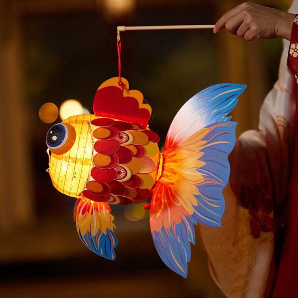 Древний со светодиодной подсветкой DIY Фонарь для Праздника середины осени Ручной работы в китайском стиле Фонарь-рыба Карп Кои Пожелания удачи Подвески для дома