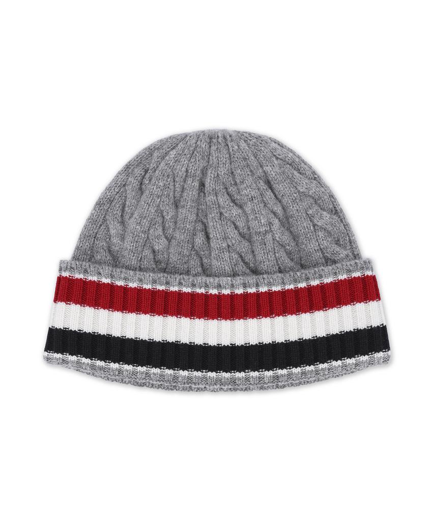 Tombeulaun Merino Wool Rwb Striped Cable & Rib Beanie - Light Grey / Mkh107Ay1005055