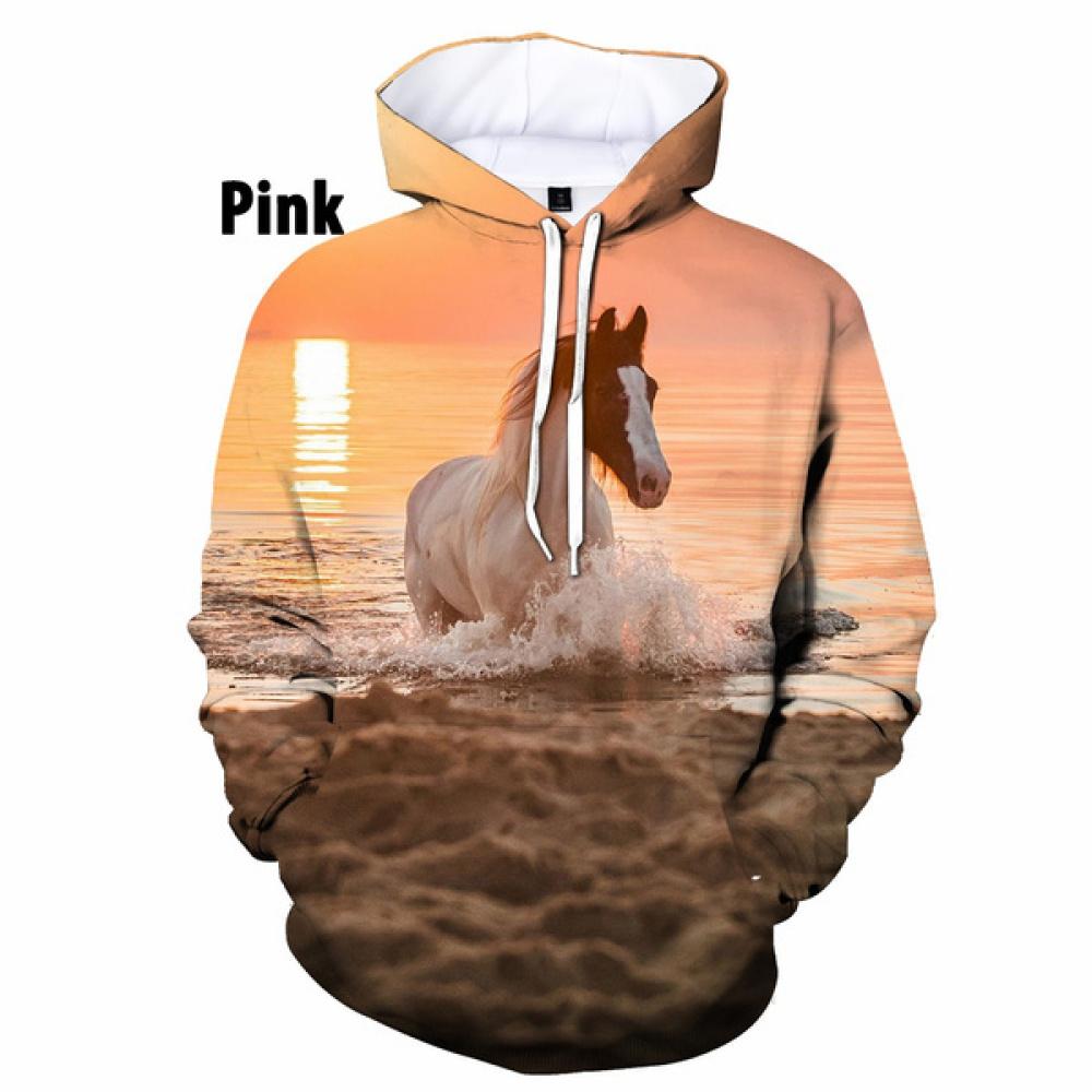 Весенне-осенние толстовки с 3D принтом лошади для мужчин и женщин, повседневные пуловеры унисекс, свободные мужские толстовки с капюшоном с длинными рукавами и героями мультфильмов