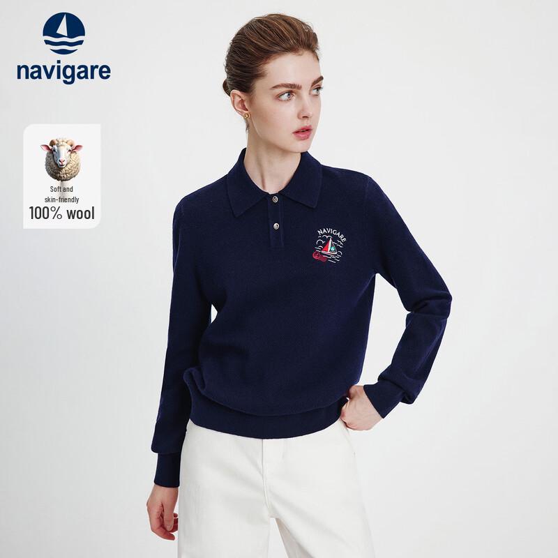 Navigare Женский вязаный свитер поло из 100% шерсти