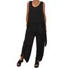 Two Piece Outfits for Women Casual Sleeveless Irregular Top Wide Leg Pants Set Loose Lounge Suit for Summer