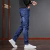 Эластичные и мягкие джинсы для мужчин, узкие и удобные, универсальные, облегающие прямые брюки с плюшевой подкладкой, повседневные брюки