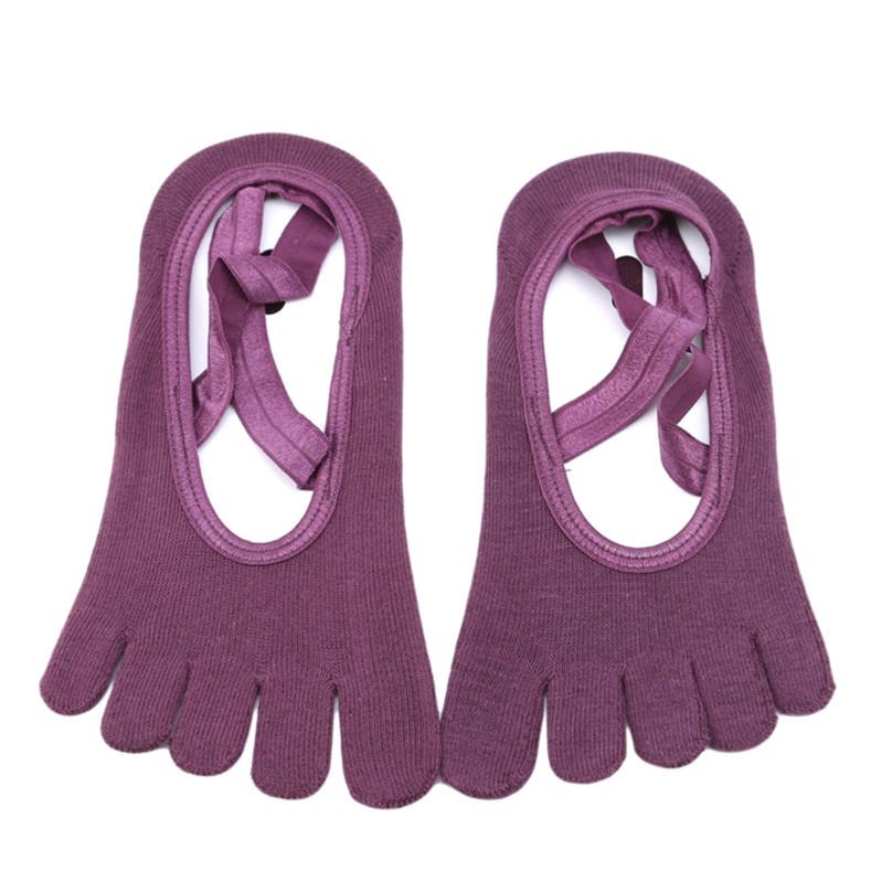 Fashion Solid Color Female Cross Straps Ballet Open Toe Floor Socks Silicone Non-slip Yoga Socks