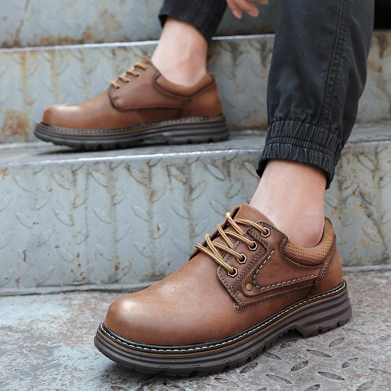 Весна и осень Новые туфли-лодочки из натуральной кожи на все времена года Рабочая одежда для отдыха на открытом воздухе Нескользящие повседневные кожаные туфли Большие туфли с низким верхом