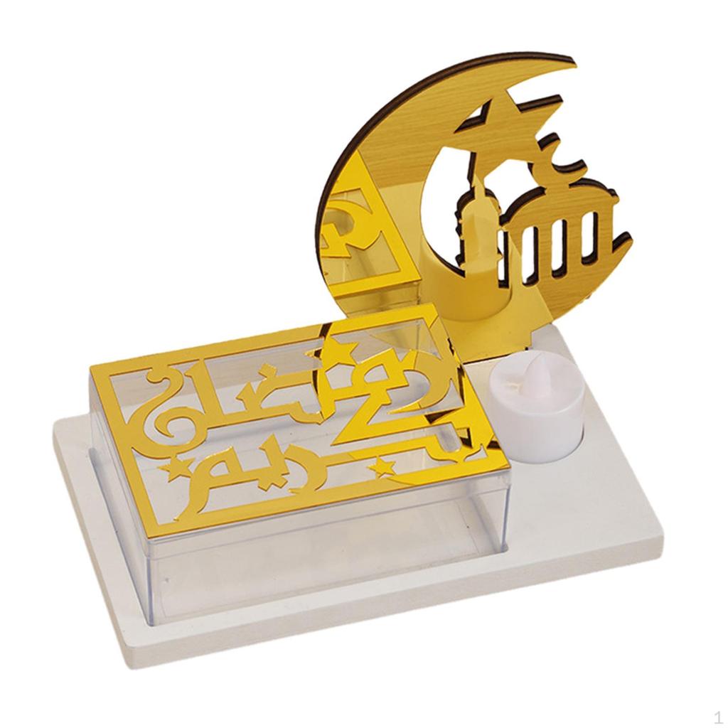 Украшение стола Рамадан, акриловый поднос с фруктами, еда, домашнее искусство, ремесло с беспламенной свечой, столешница