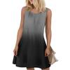 Ladies Fashion Summer Gradient Print Dress Loose Beach Vacation Casual Sleeveless Sundress