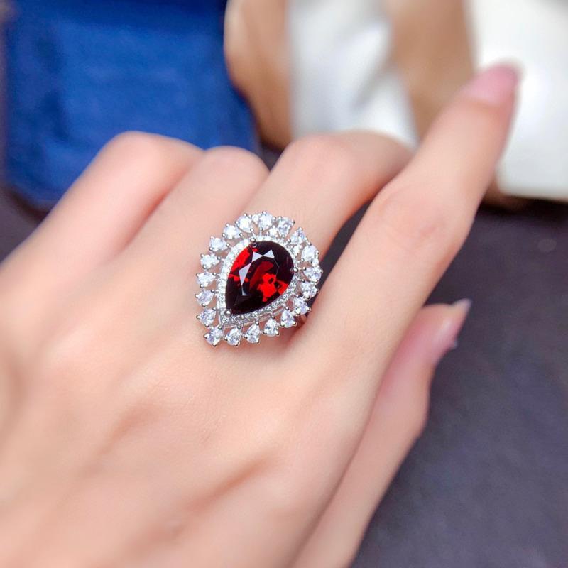 BELLA BOX Новые темпераментные красные кольца в форме воды для женщин, циркон, свадебные, помолвочные, ювелирные изделия, подарок на день Святого Валентина