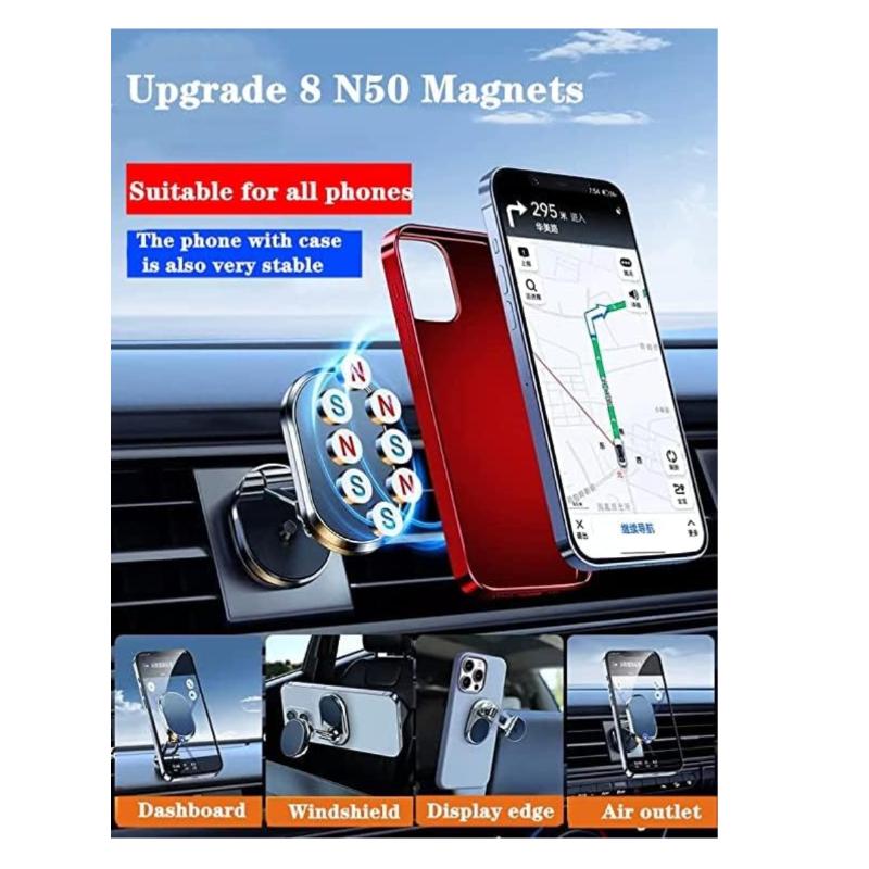 Универсальное крепление на приборную панель автомобиля, магнитный держатель для телефона с вращением на 360 градусов, совместимый со всеми сотовыми телефонами, изготовлен из прочного титана и силикона, 2 штуки