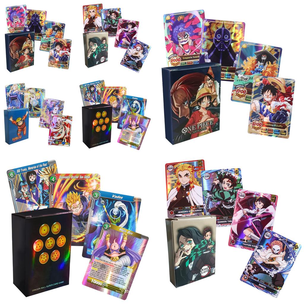 Набор из 50 английских аниме-карточек Набор Demon Slayer One Piece Игровые коллекционные карты Дуэльные карты