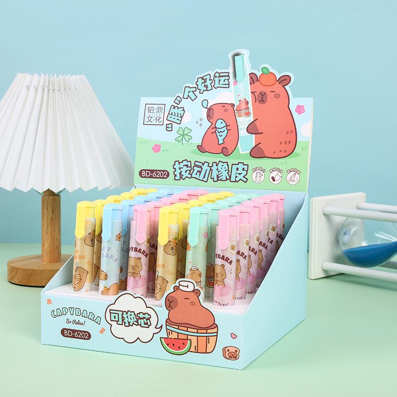 Креативные милые ластики Capybara, мультяшные новинки, резиновые ластики в форме ручки, школьные принадлежности, кавайные ластики для карандашей, детские подарки
