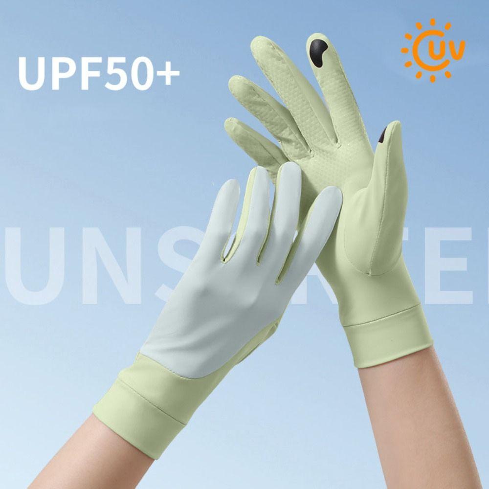 1 Pair Elastic Thin Sunscreen Gloves Ice Silk Cycling Driving Gloves Riding Driving