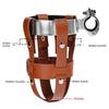 Bicycle Aluminum Alloy+PU Leather Kettle Holder Adjustable Handle Buckle Adjustable Cup Holder Retro Style Riding Bottle Bracket