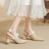 Baotou Sandals Women's Summer Word with Thick Heels Single Shoes Fashion Temperament Pointed High Heels