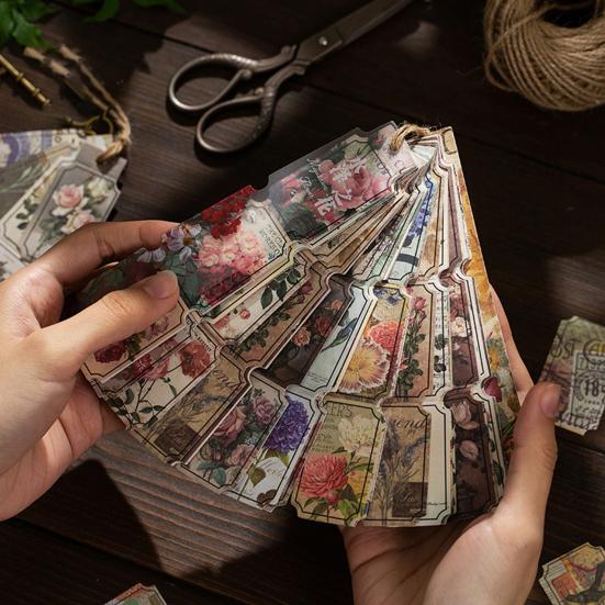 40Pcs DIY Vinyl Art Easy To Paste Great Self-adhesive Vintage Botanical Diary Note Handbook Stationery Stickers Material Sticker