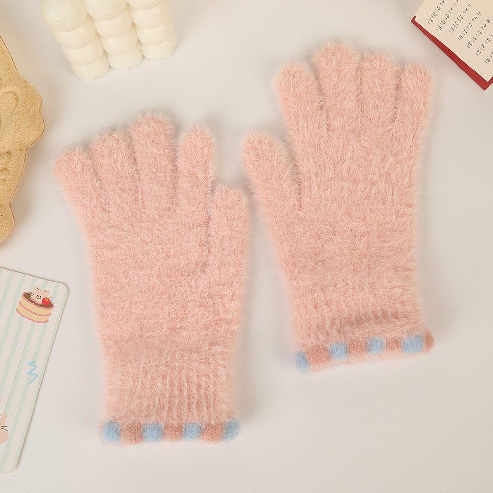 Long Fleece Plush Gloves Thermal Five Finger Gloves New Winter Thermal Gloves  Daily Wear