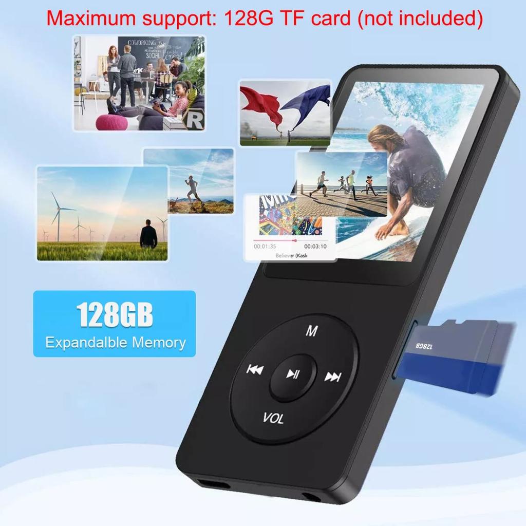 Беспроводной BT Bluetooth 5.0 MP4 MP3 Плеер Встроенная Литиевая Батарея Hi-Fi Без Потерь Звука HD Экран Запись Голоса