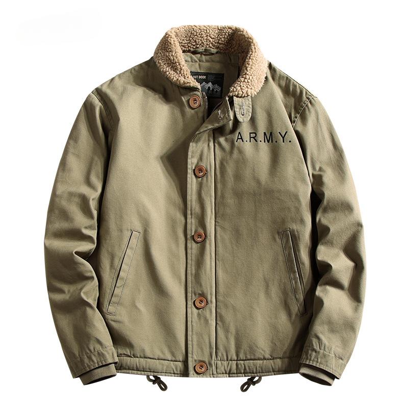 Winter New Men's Lamb Wool Jacket Tooling Cotton-padded Jacket Middle-aged and Young People Large Size Hooded Fleece Thickened Cotton-padded Jacket