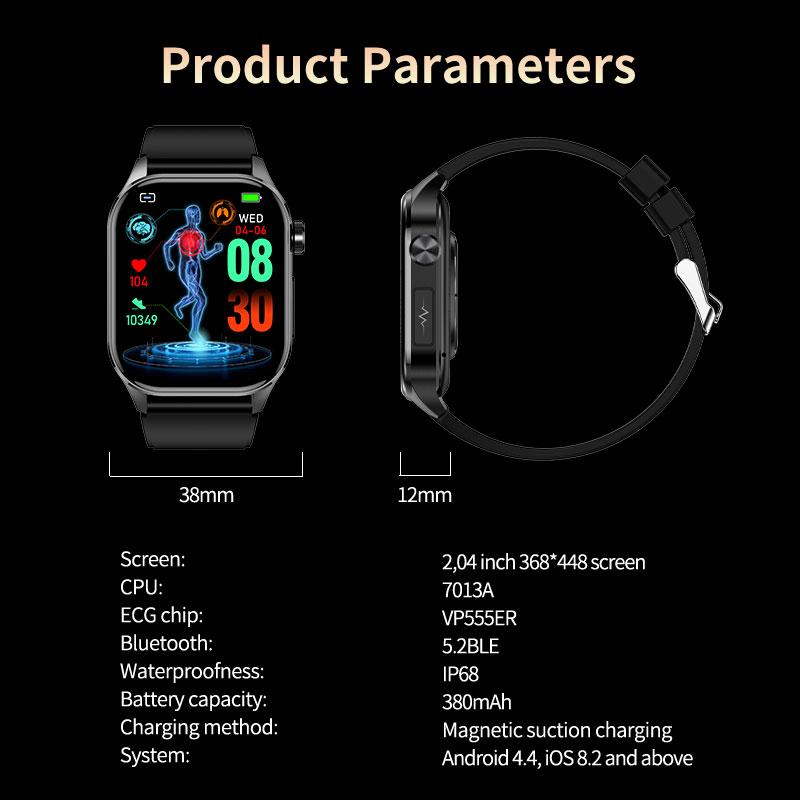 SACOSDING AMOLED Смарт-часы ЭКГ Артериальное давление Кислород в крови Температура тела ВСР Монитор здоровья SOS Bluetooth Вызов Смарт-часы Мужчины