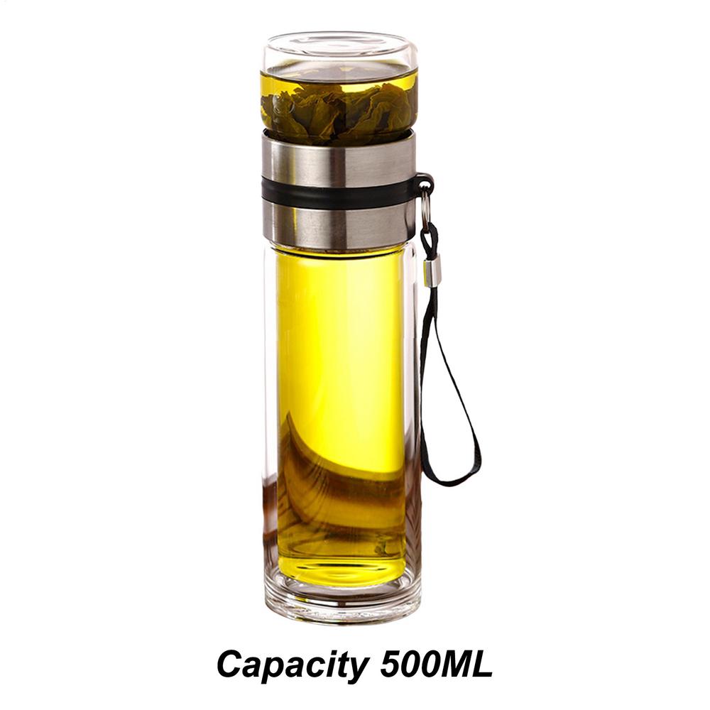 Бутылка для чайной воды, двухслойная чашка для чайной воды из боросиликатного стекла, стакан для заварки, посуда для напитков, бутылка для воды с чайным фильтром