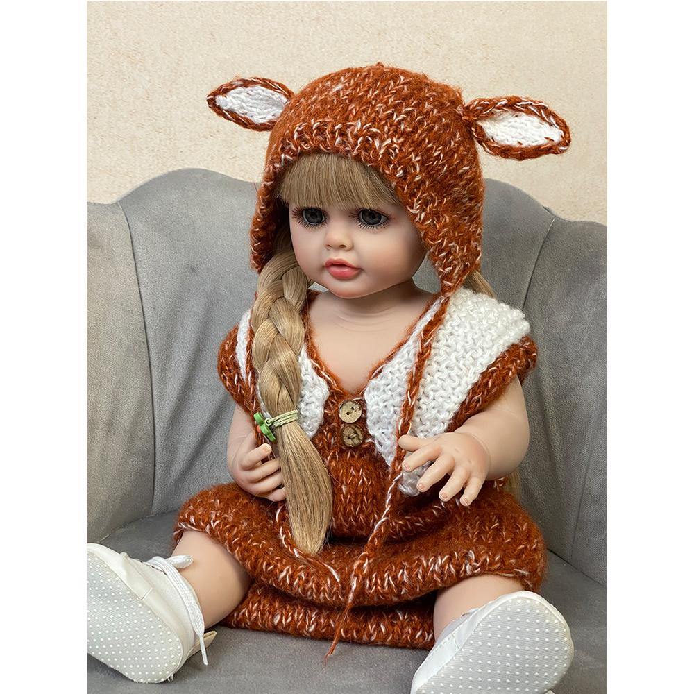 55 см кукла реборн, силиконовая водонепроницаемая кукла всего тела для маленьких девочек, принцесса, реалистичная мягкая сенсорная игрушка для детей