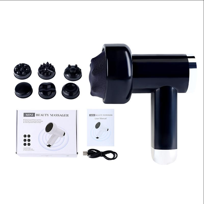 Электрический толкатель жира унисекс, массажные головки, 6 скоростей регулировки, массажер для всего тела, мультикинетический ручной электрический пистолет для фасций, зарядка через USB