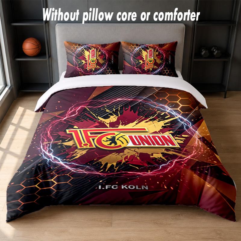 Union Berlin FC Design Bed Bedding Set 1 Duvet Cover + 2 Pillowcases Soft Breathable Household Bed Linens