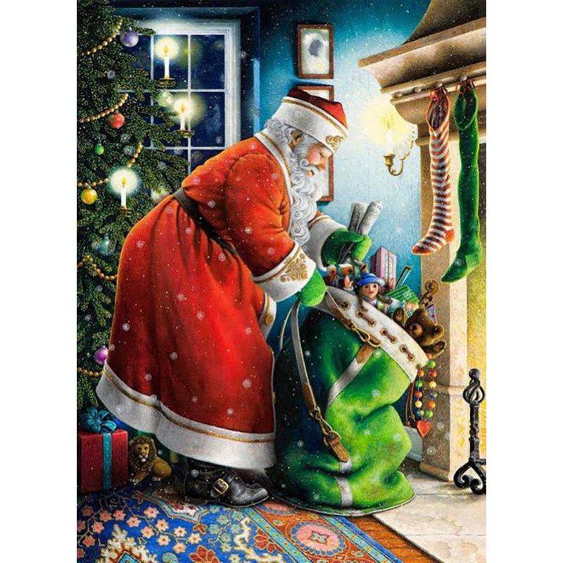 5D DIY Алмазная Живопись Милый Санта Клаус Полная Круглая Выкладка Вышивка Мозаика Искусство Картина Стразы Рождественский Подарок Домашний Декор