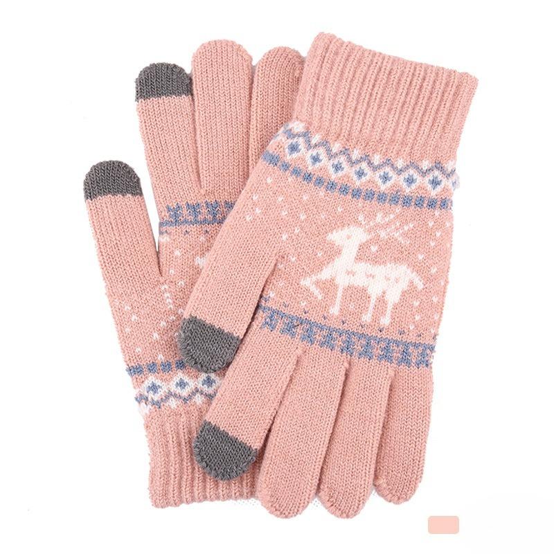 New knitted wool touch screen gloves men and women keep warm in autumn and winter Christmas magic adult cold protection