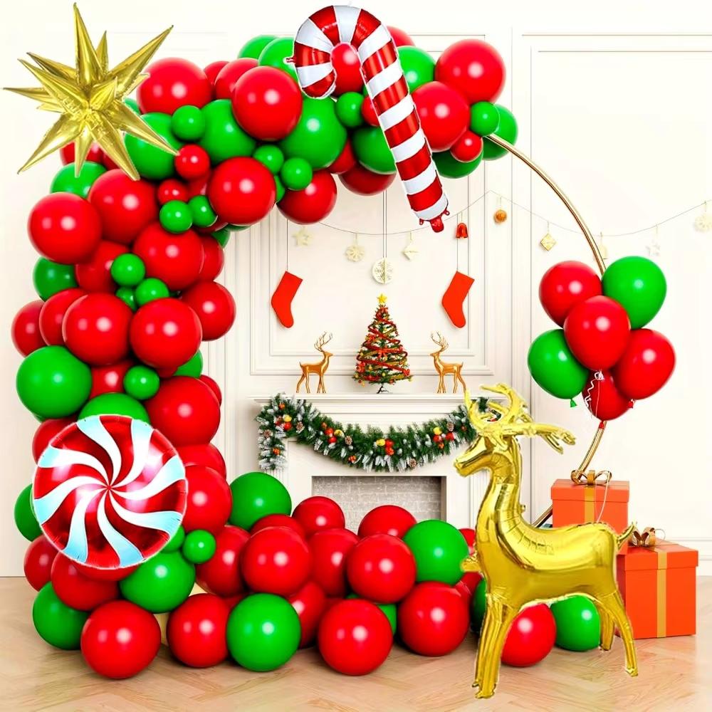 Christmas Balloons Garland Arch Kit 119PCS Latex and Aluminium Film Balloons for New Year Christmas Birthday Party Decorations