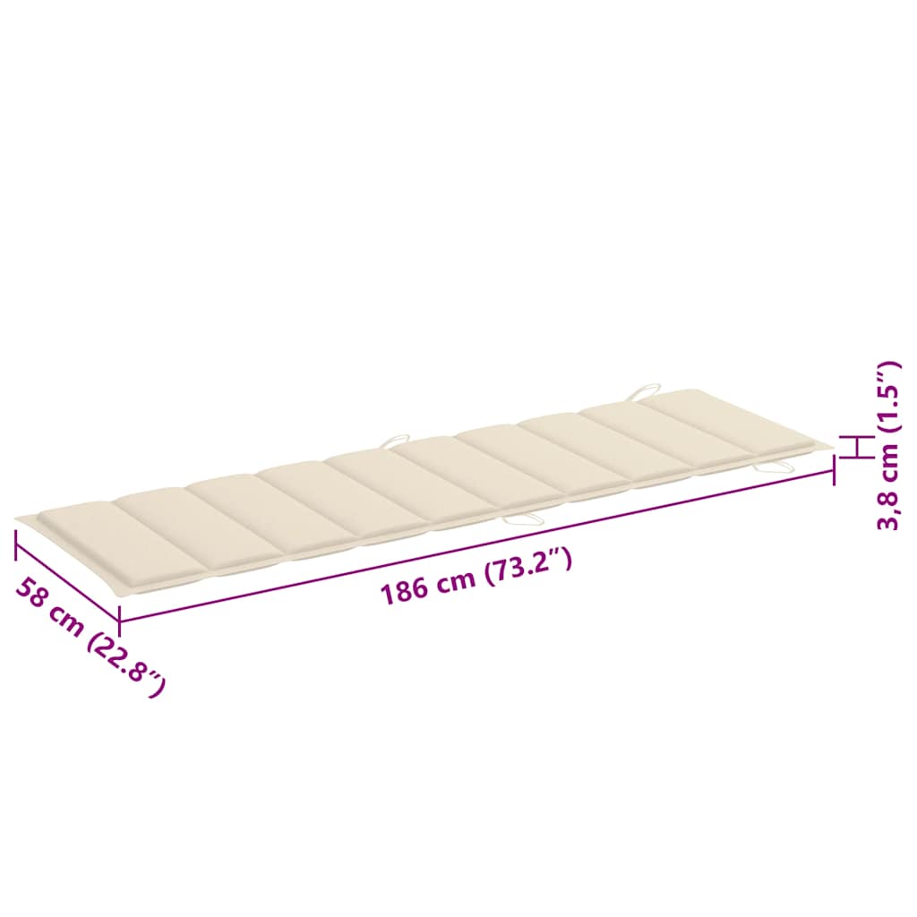 2 Piece Sun Lounger Set with Table and Cushions Solid Acacia Wood