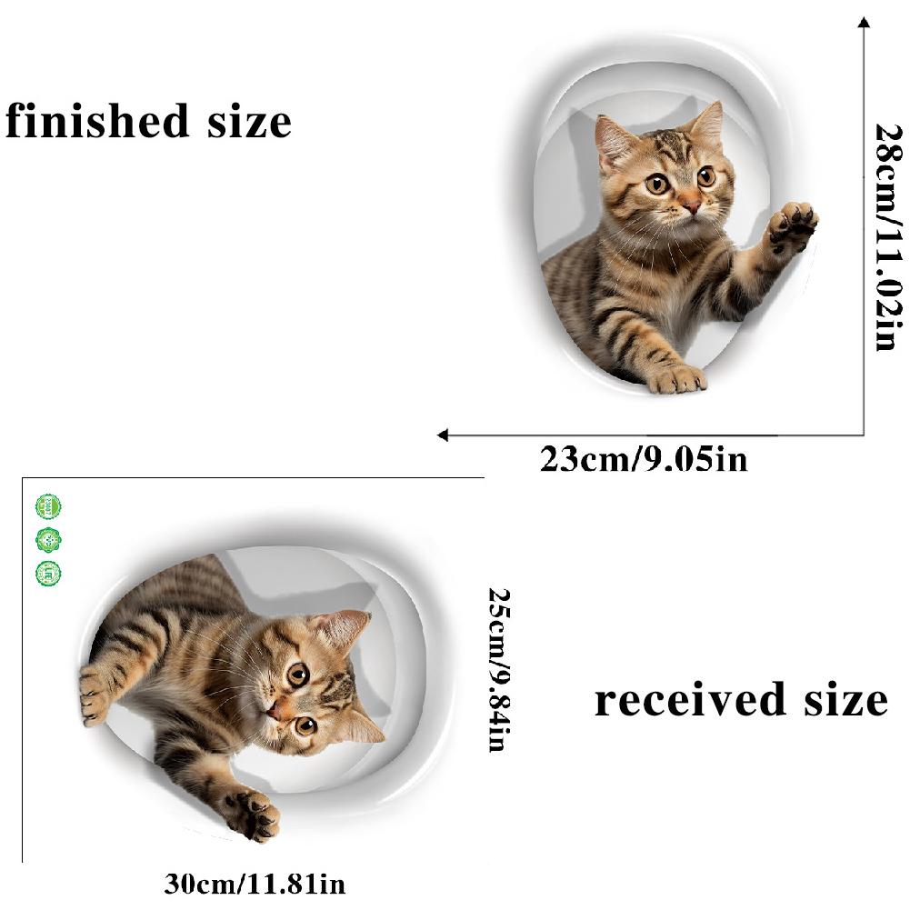 3D мультяшные яркие наклейки для туалета с котом, наклейки с милыми животными, собаками, белками для туалета, украшения ванной комнаты, водонепроницаемые наклейки