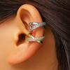 Double Layer Ear Cuff with Shiny Stones Elegant Silver Tone Non Piercing Ear Clip for Women Fashion Jewelry Accessory