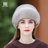 Шапка из меха норки зимой. Защита ушей и тепло зимой. Берет для людей среднего и пожилого возраста.